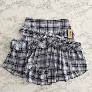 Max Studio Navy Plaid Skirt
